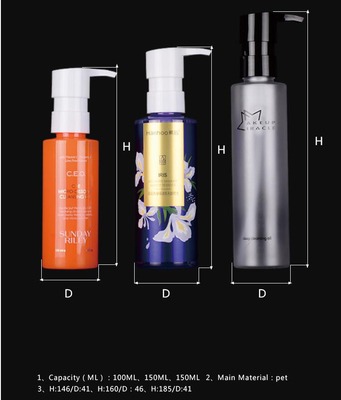 100ml 130ml 150ml χωρητικότητα Προσαρμοσμένο μπουκάλι λοσιόν πλαστικού PET για συσκευασία καλλυντικών