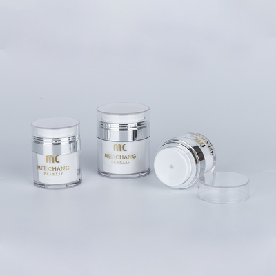 Καλλυντικά 15ml 30ml 50ml Χωρίς αέρα βάζο Στρογγυλό σχήμα πλαστική συσκευασία Σκηνική εκτύπωση Καρτόνι κουτί Καλλυντικά δοχεία
