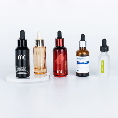 Γυάλινο στρογγυλό μπουκάλι σταγονίδια 30ml 50ml για το τέλος και την πολυτελή ουσία ορό Zhejiang παιδικής αντοχής