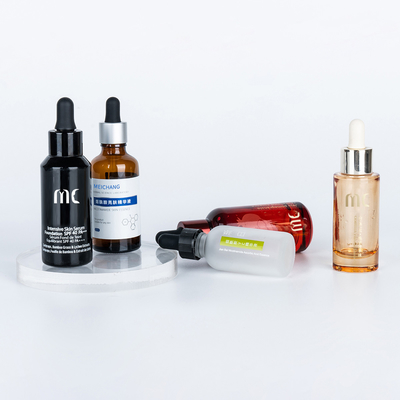 Γυάλινο στρογγυλό μπουκάλι σταγονίδια 30ml 50ml για το τέλος και την πολυτελή ουσία ορό Zhejiang παιδικής αντοχής
